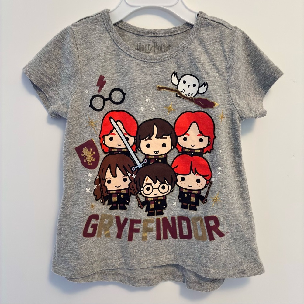 Harry Potter Toddler Girl Gryffindor Short Sleeve T-Shirt Gray Size 3T